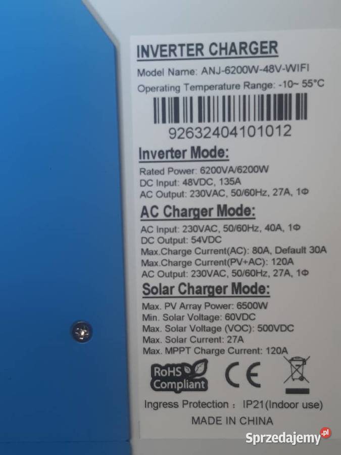 Inwerter Falownik Anenji OFFGRID 62KW MPPT WIFI