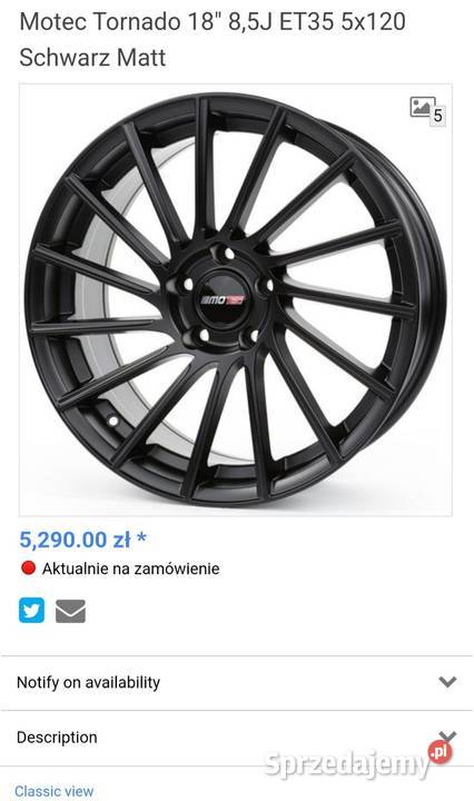 5x120 18 Motec Tornado opony zimowe koła felgi Wieluń sprzedam