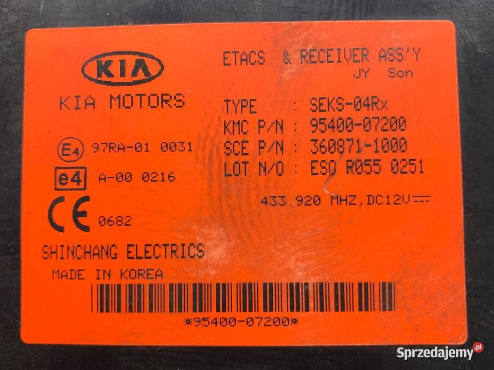 MODUŁ KOMFORTU KIA PICANTO I 9540007200 Zestawy naprawcze