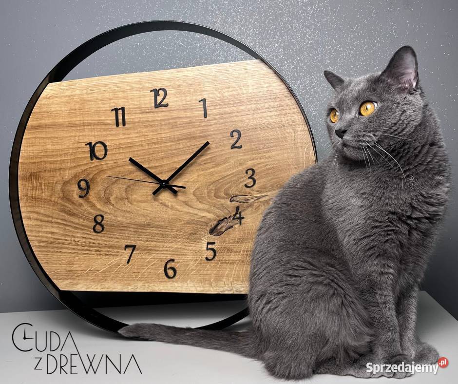 Drewniany zegar w stalowej obręczy 50 CUDA Z