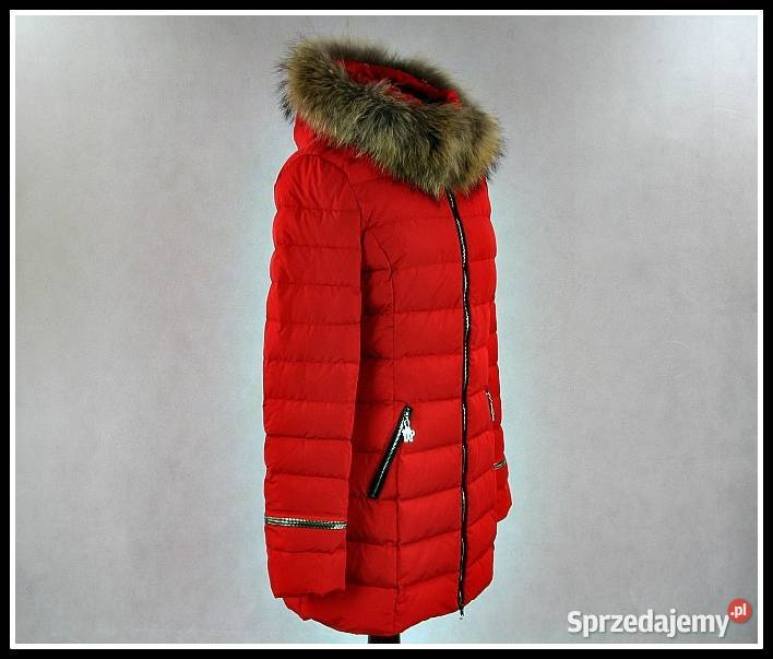 Puchowa Czerwona Kurtka Moncler Futro Nowość Wrocław sprzedam