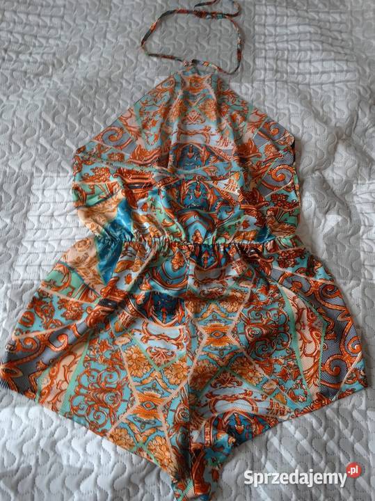 Kombinezon Krótki Scarf Print Dekolt Halter Łomża sprzedam