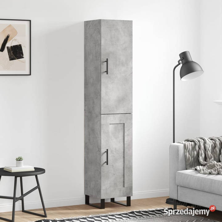 Wysoka szafka szarość betonu 345x34x180