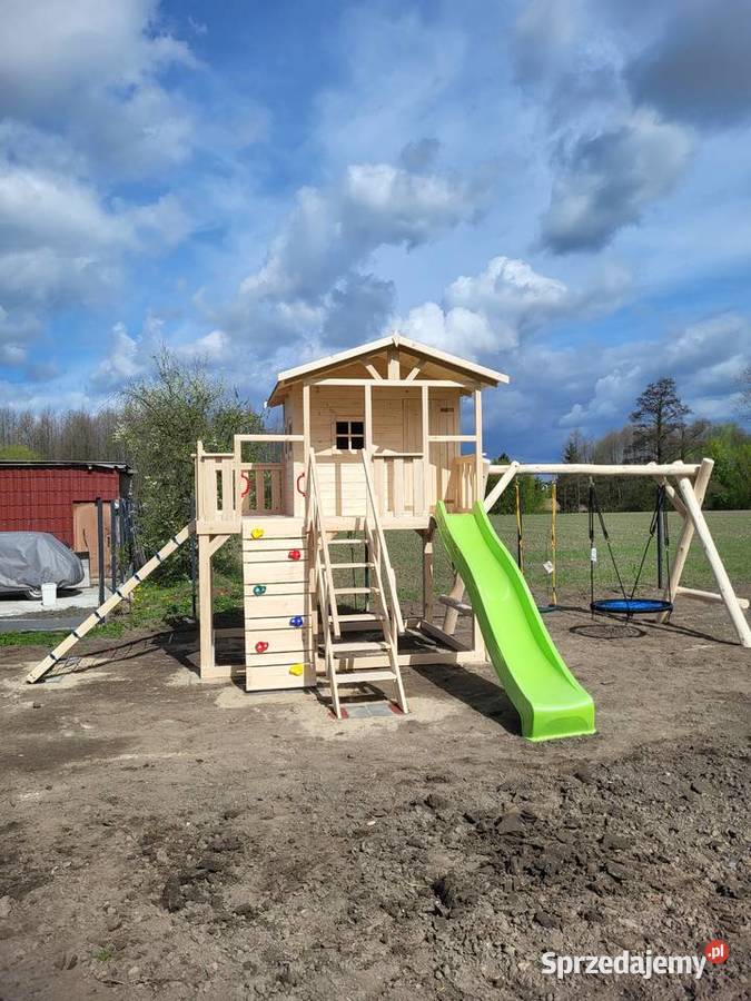 Place zabaw domek dzieci huśtawki montaż Domki drewniane Warszawa