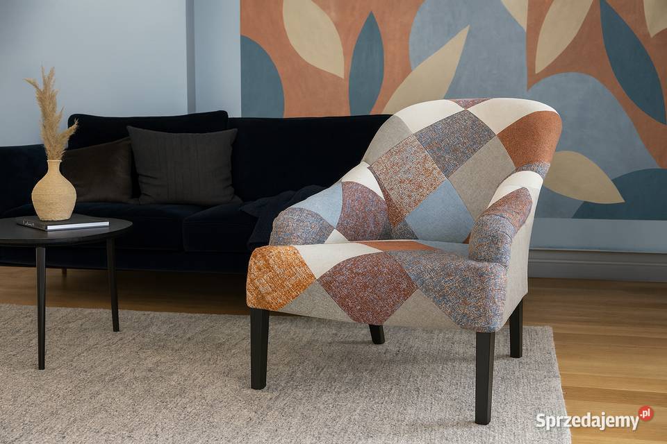 Fotel Patchwork Kolorowy Designerski 74cm Kazimierz Biskupi sprzedam