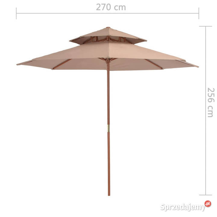 Parasol ogrodowy z podwójnym daszkiem 270 taupe Warszawa