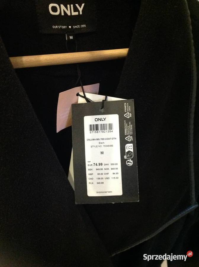 Plaszcz Czarny Damski ONLY M NOWY Wiosenna/Jesienna  lubuskie Nowa Sól