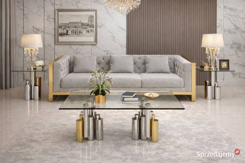 Ława 130 nowoczesna srebrna złota Glamour Nowy Sącz