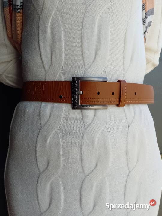 Fashion Brązowy bogato zdobiony pasekpas