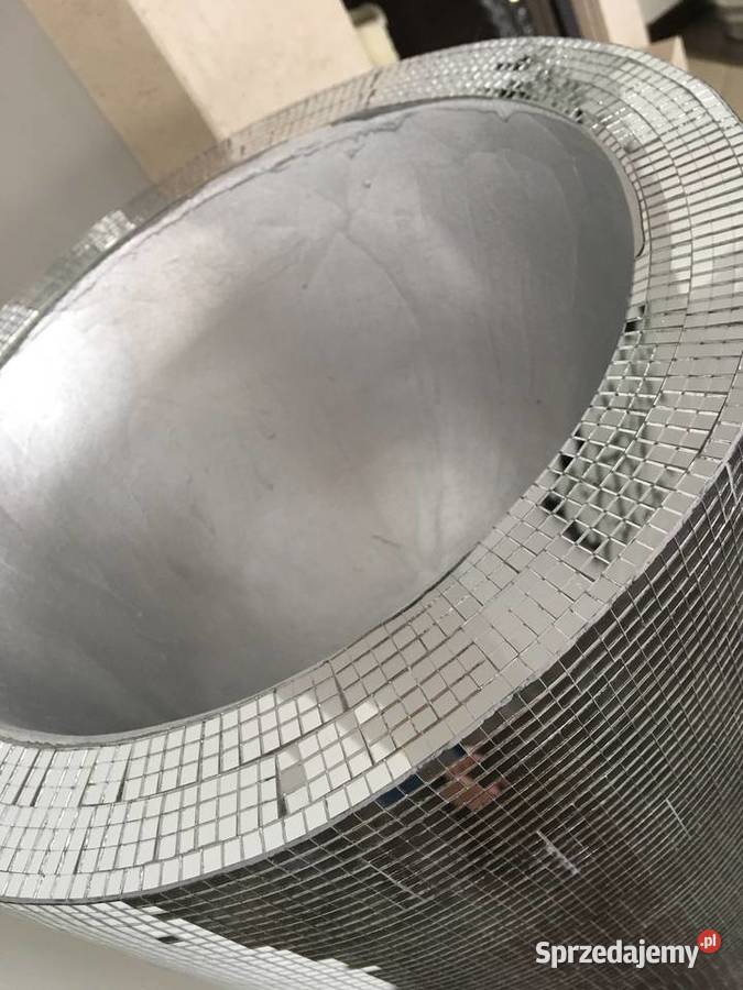 Duża ekskluzywna donica glamour srebrna mozaika