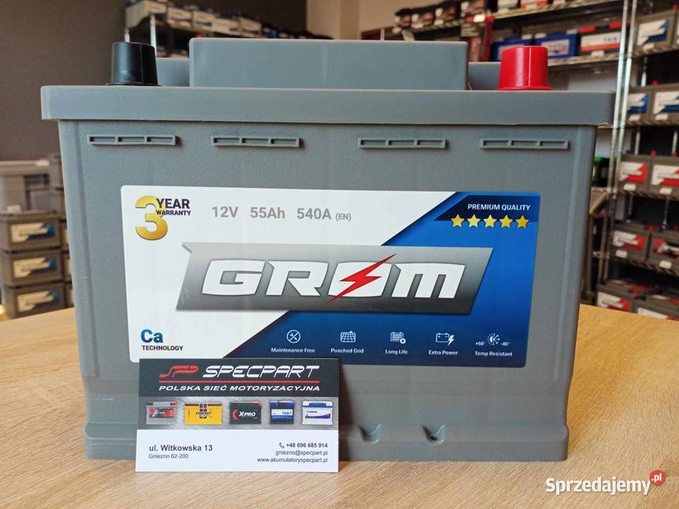 NOWY Akumulator GROM Premium 55Ah 540A EN DTR wielkopolskie Gniezno