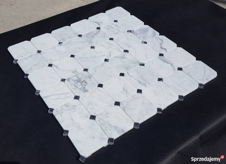 MOZAIKA BIANCO CARRARA OCTAGON DEKOR CZARNOBIAŁA dolnośląskie