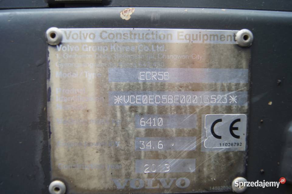 Koparka VOLVO ECR 58 PLUS dolnośląskie Olszyna sprzedam