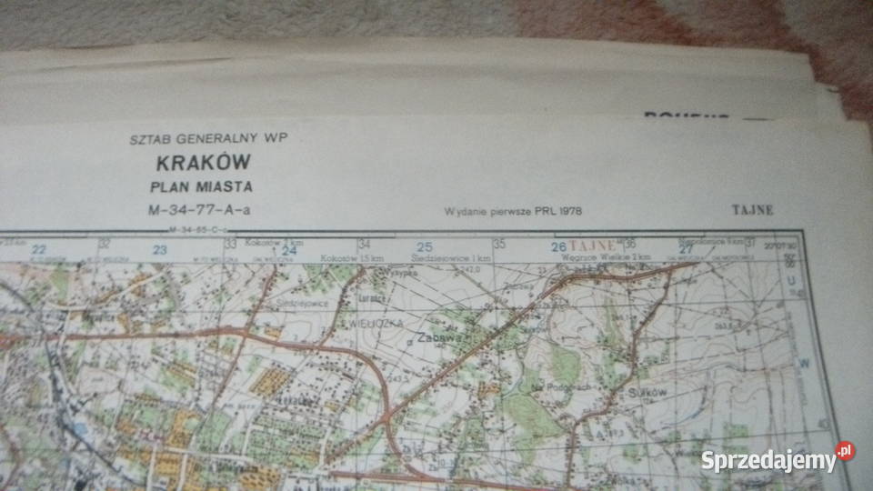 Wojskowe mapy tajne poufne PRL Golczowice