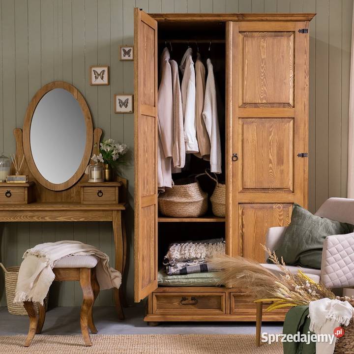 Drewniana szafa dwudrzwiowa w stylu rustykalnym 60cm Maków Podhalański