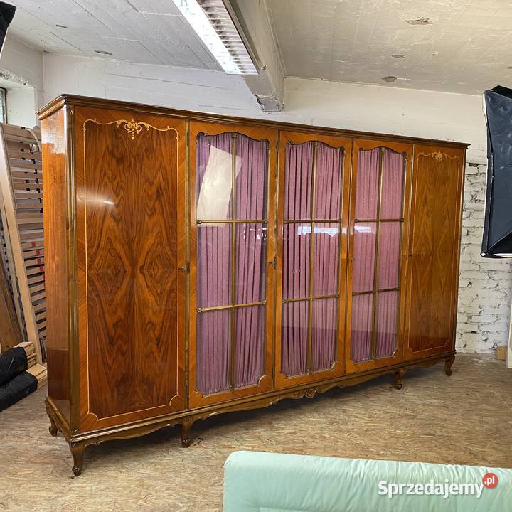 Barokowa szafa pięciodrzwiowa z witryną intarsje zachodniopomorskie Budno sprzedam