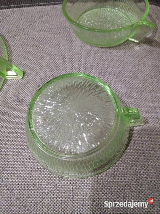 Przepiękny komplet z seledynowego szkła Art Deko Częstochowa