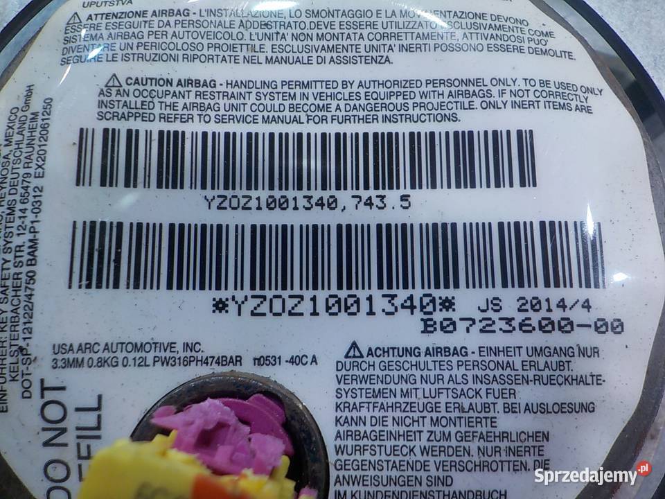 FIAT 500L 14 B 14r 5D AIRBAG poduszka pasazera Suków