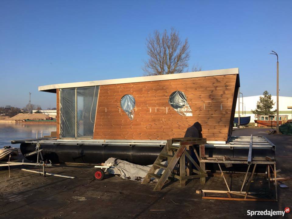 Pływak pomost do housebotu tratwy rekreacyjnej Konopnica