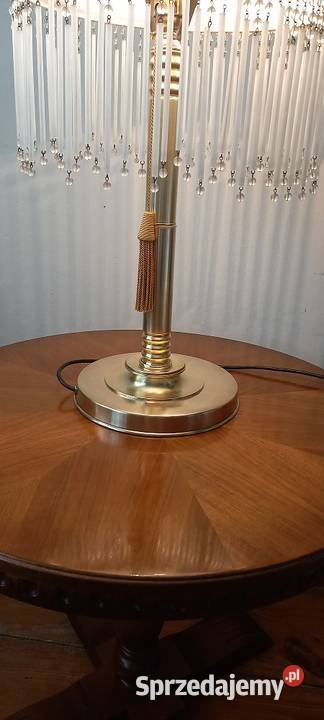 Duża mosiężna lampa klosz z koralikami Skierniewice