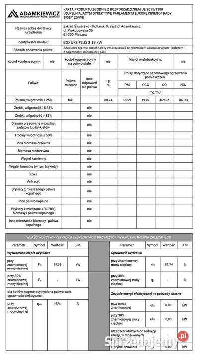 Kocioł Eko Uks Plus 2 piec 19 kW dofinansowanie Dziadowa Kłoda sprzedam