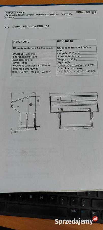 Podajnik pręta RBK10016 Lubicz Górny
