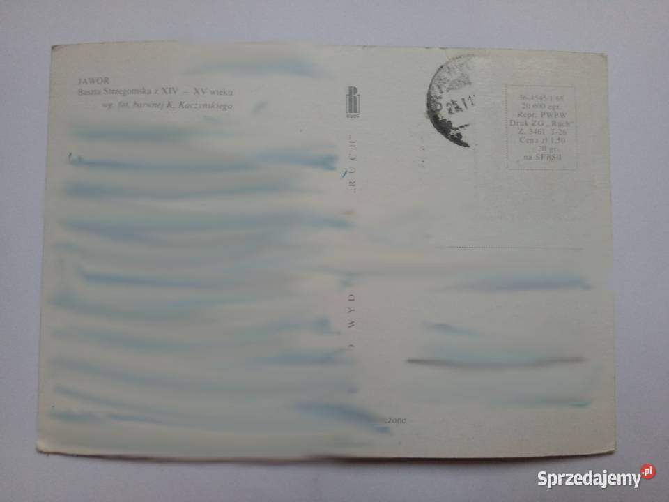 Pocztówka Jawor Baszta Strzegomska z 1970r Dąbrowa Górnicza sprzedam