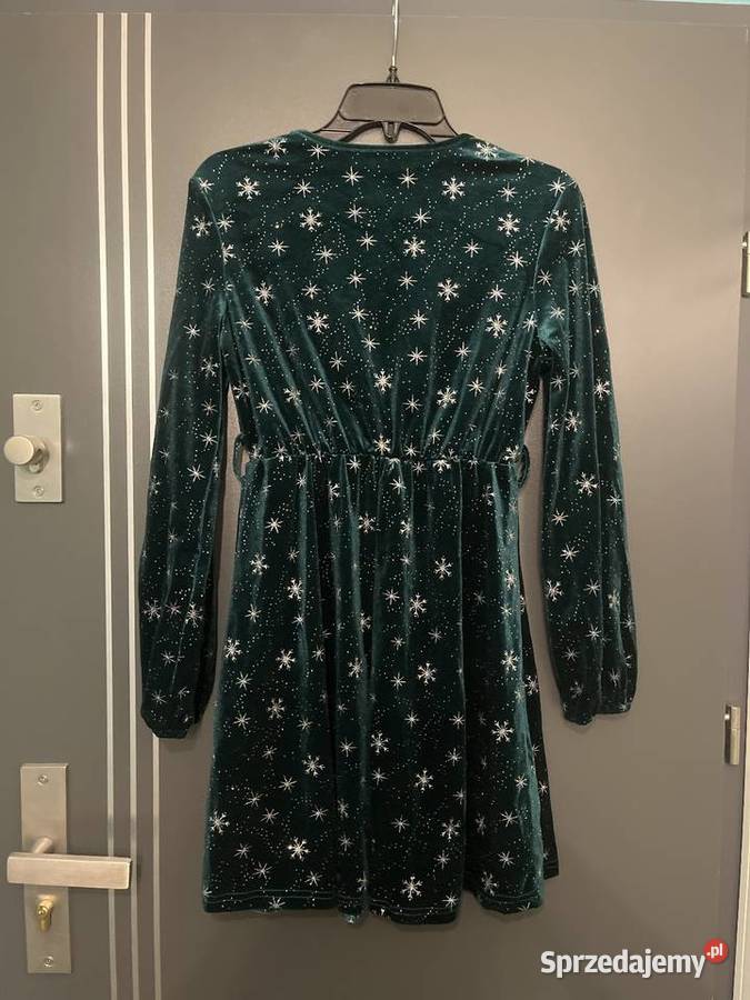Shein sukienka modny wzór mieniąca się butelkowa Choszczno