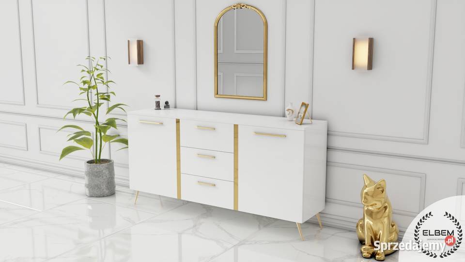 Komoda lakierowana biała w stylu Glamour Wrocław sprzedam