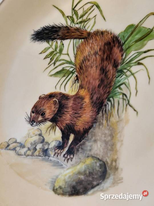 Ręcznie malowany talerz z norką 1963 Gdańsk