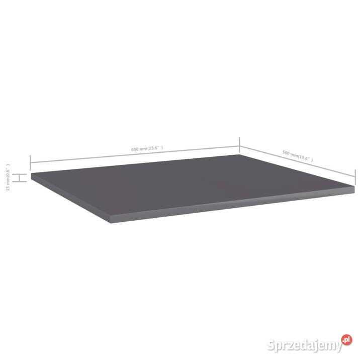 Półki na książki 8 wysoki połysk szare 60x50x15