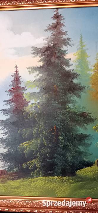 Obraz olejny na desce sygnowany Widok na górskie Malarstwo Katowice