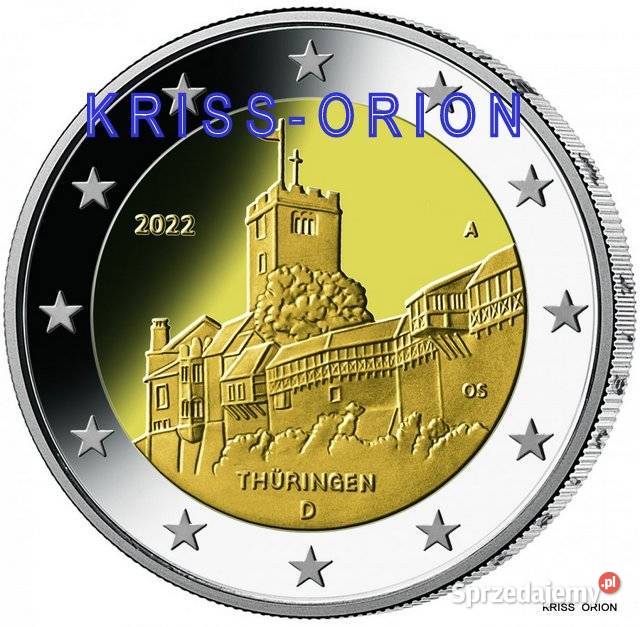 2 Euro 2022 Niemcy D Zamek Wartburg Tringen Numizmatyka Warszawa