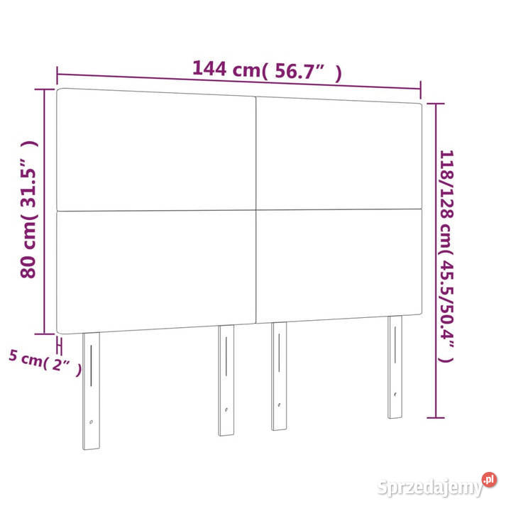 Zagłówek do łóżka z LED taupe 144x5x118128