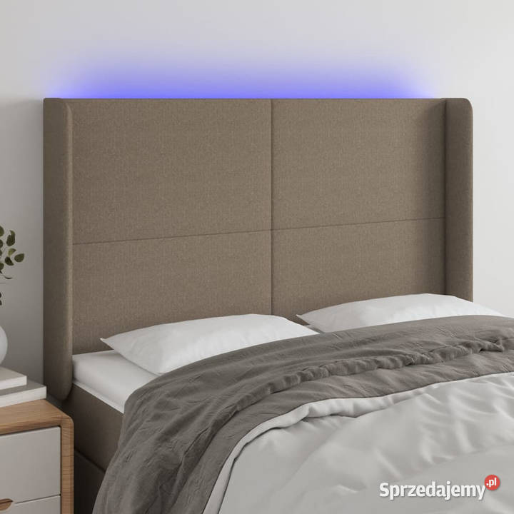 Zagłówek do łóżka z LED taupe 147x16x118128