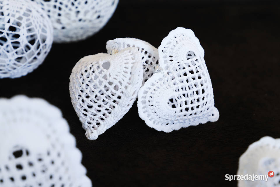Ozdoby choinkowe na szydełku serduszka 3D Drawsko Pomorskie