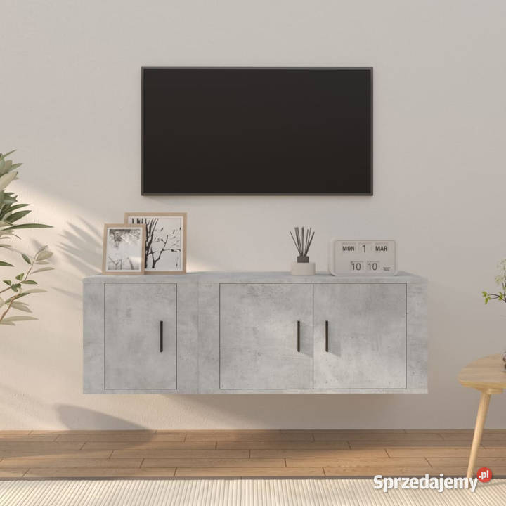 Zestaw 2 szafek TV szarość betonu materiał mazowieckie Warszawa sprzedam