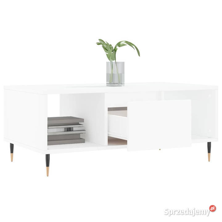 Stolik kawowy biały 90x50x365 materiał