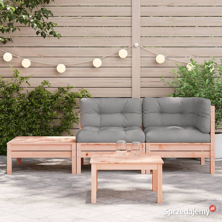 Sofa ogrodowa z poduszkami i podnóżkiem drewno Warszawa