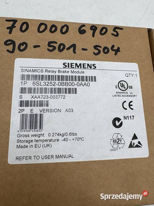 Siemens 6SL32520BB000AA0 Relay Brake Module