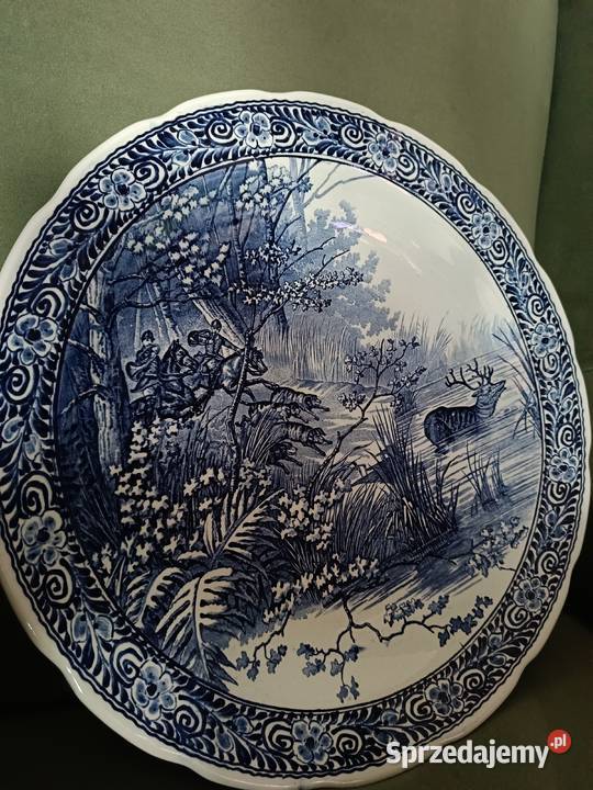Duży talerz Boch Belgium Delfts kobaltowy Talerze i talerzyki Lipno