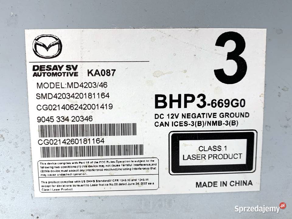 RADIO MAZDA 3 BM BHP3669G0 ODTWARZACZ MULTIMEDIA Sprzęt audio fabryczny sprzedam