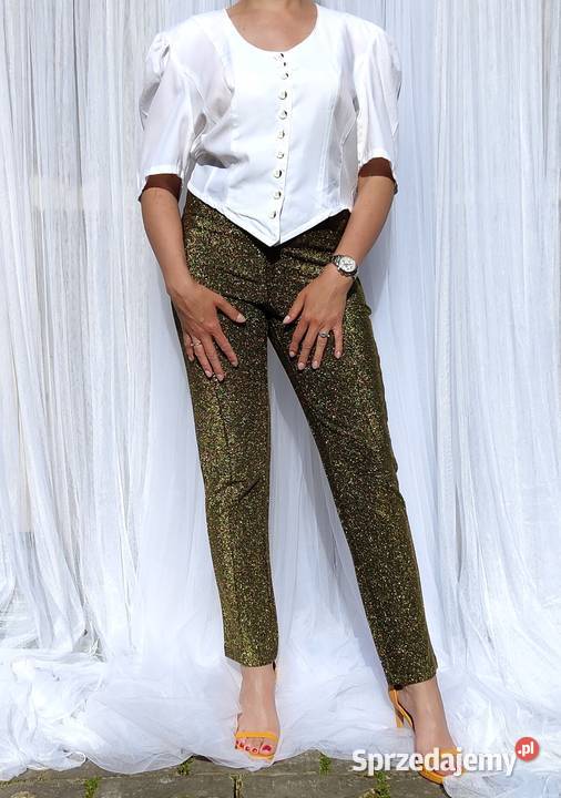 Złote spodnie cygaretki Indiska 42 XL 40 L Szczecin sprzedam