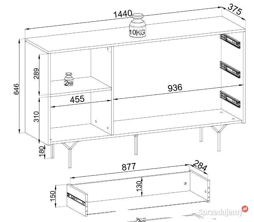 Nowoczesna komoda RAVEN 144 FRONT 3D3 Szuflady Katowice