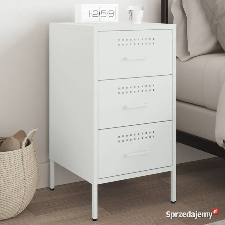 Szafka nocna biała 36x39x68 stal WM843088 Nocne Warszawa