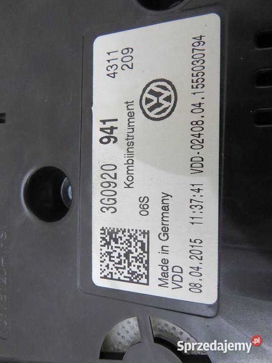 LICZNIK ZEGARY PASSAT B8 3G0920941 osobowe lubelskie