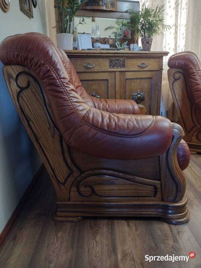Zestaw dwóch skórzanych foteli do salonu biura Toruń sprzedam