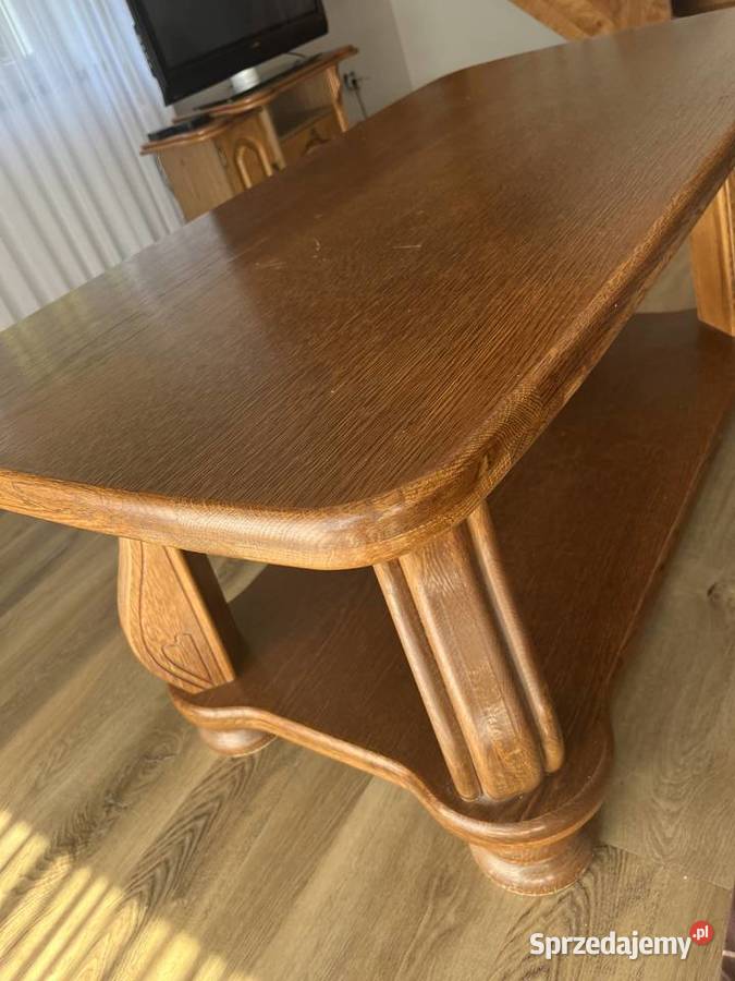 Meble dębowe witryna z komodą stolik RTV ława Konin sprzedam