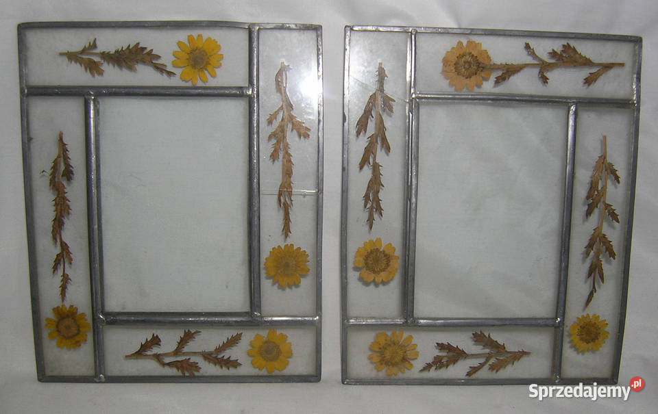 ramki vintage witrazowe z suszonymi kwiatamiD Bartków