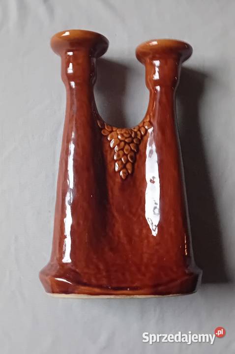 Ceramiczny szkliwiony świecznik na 2 świece Koźminek